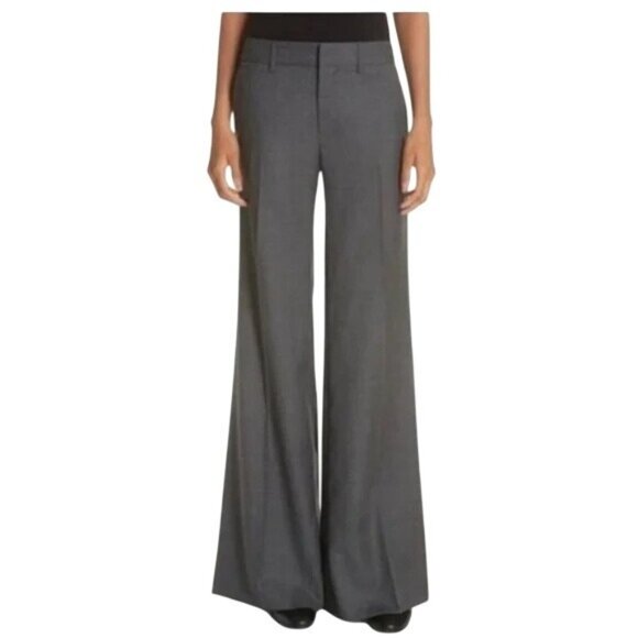 NILI LOTAN NWT Irene Wool Wide Leg Flare Solid Charcoal Grey Pants 6
